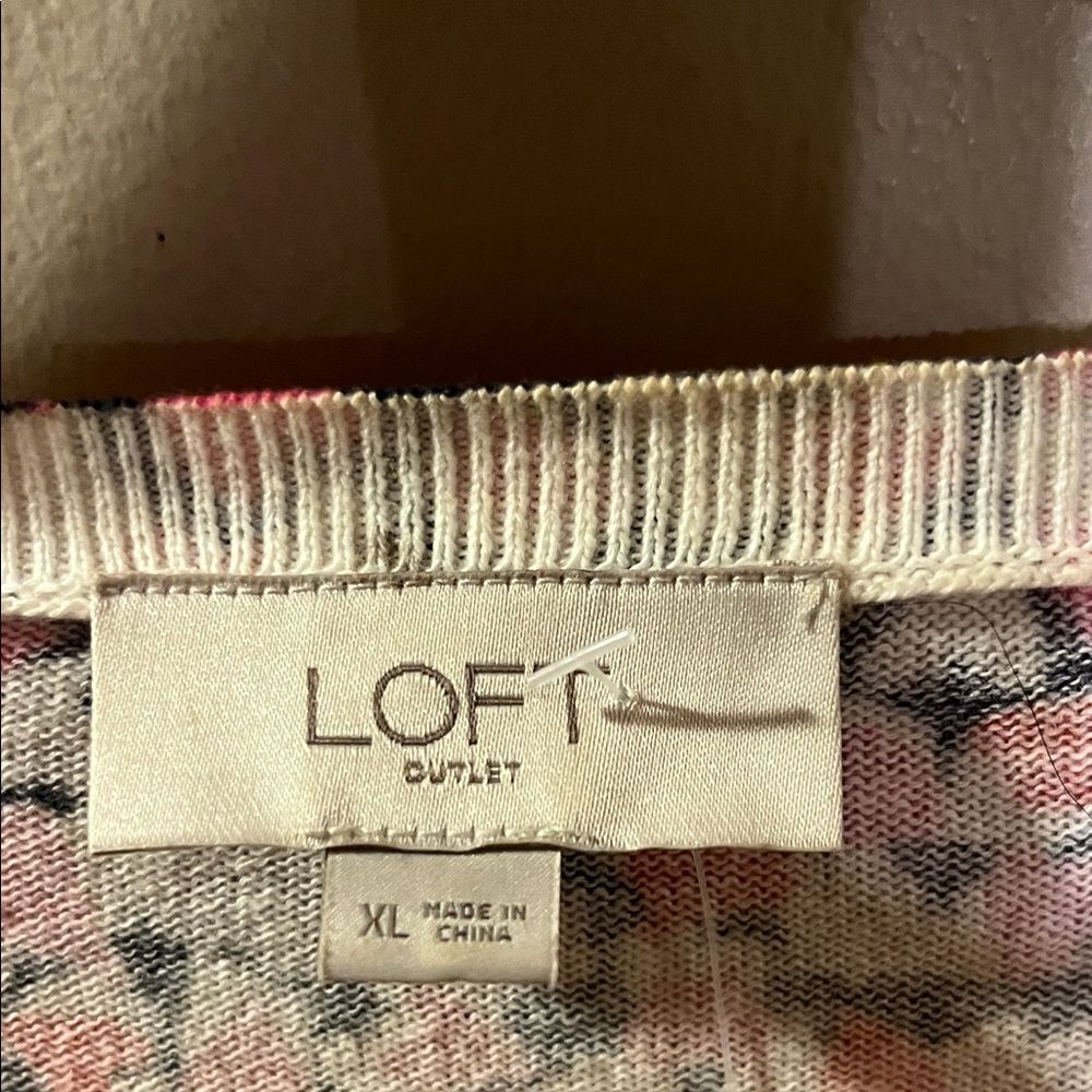 LOFT Red and White Patterned Sweater - Picture 2 of 8